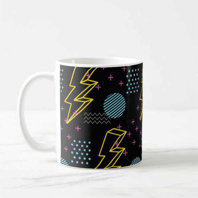 90:e stil: färgfull abstrakt mönster kaffemugg (Vänster)