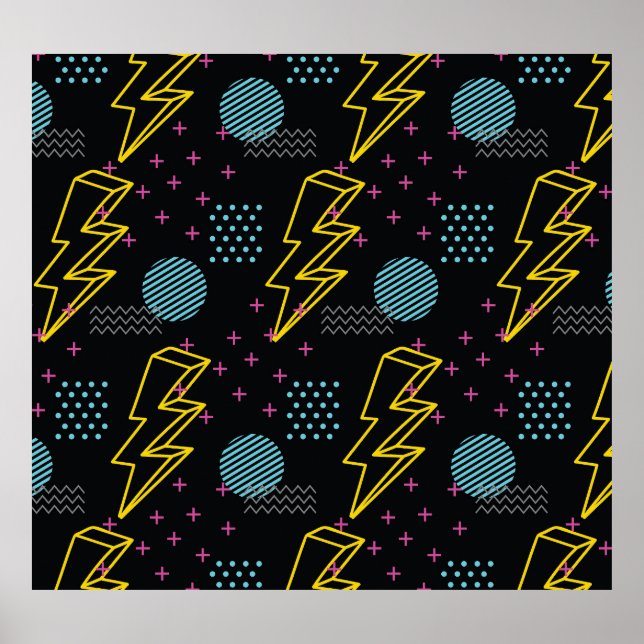 90:e stil: färgfull abstrakt mönster poster (Framsidan)