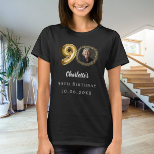90:e svartfärgat guld-foto t shirt