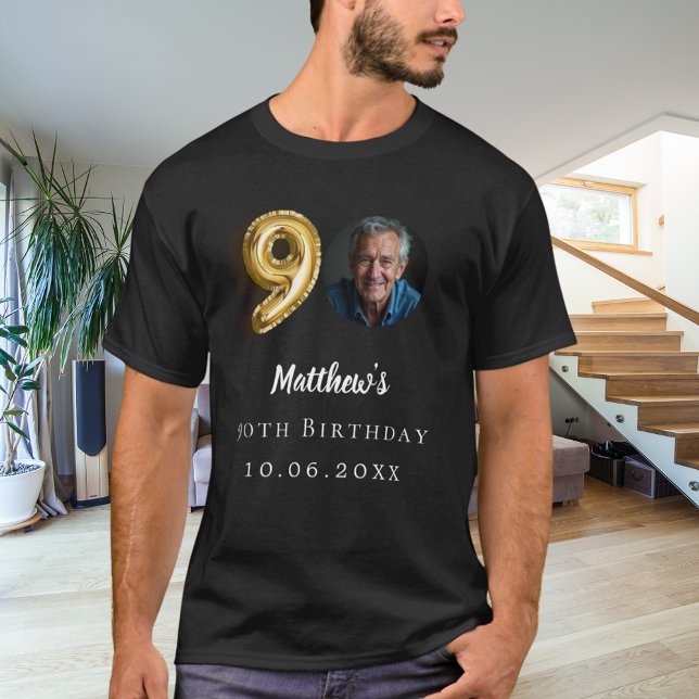 90:e svartfärgat guld-foto t shirt (Skapare uppladdad)