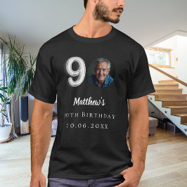 90:e svartfärgat silver-foto t shirt