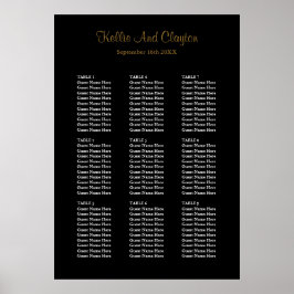 90 enkelt sätesdiagram för svart Bröllop Poster