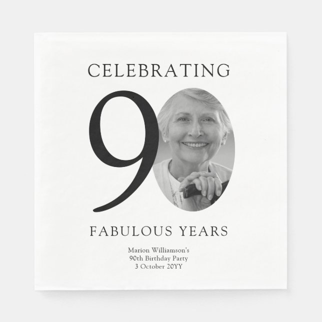 90 Fabulerade år 90:e födelsedag Pappersservett (Framsidan)