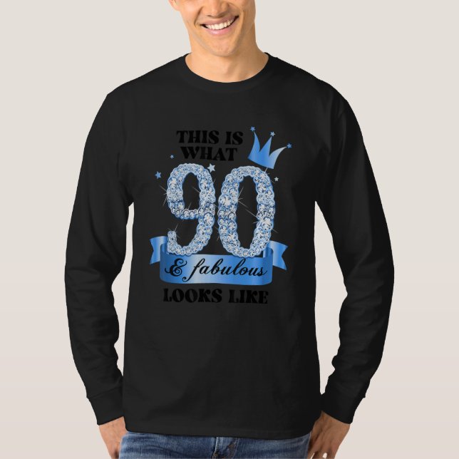 90 & Fabulous I Blue White Party Group Candid Phot T Shirt (Framsida)