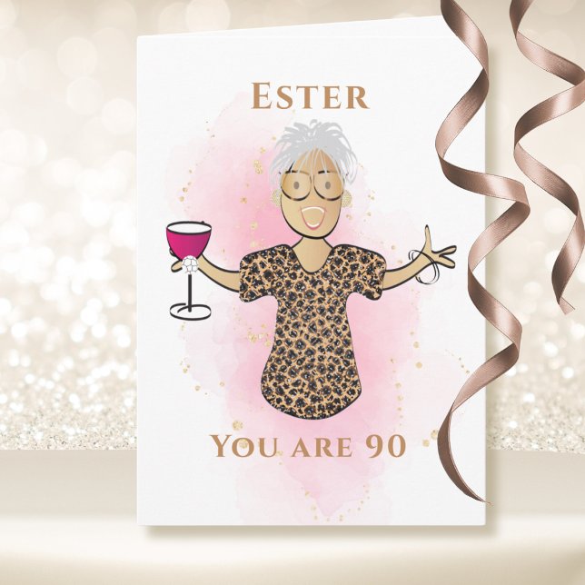 90 Fabulous Lundny Etnik 90:e Birthday-Tecknad Kort (Skapare uppladdad)