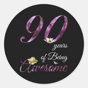 90 Fantastisk Blommigt 1933 90:e Runt Klistermärke