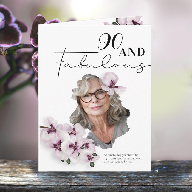 90 & Fantastisk Orkidé Foto Födelsedagskort Kort (Skapare uppladdad)