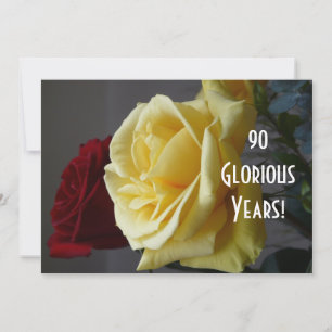 90 GloriousYears! - Födelsedag/gul ros (med Inbjudningar