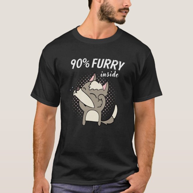 90 % Hårig Fursona Hårig Fandom Furdress T Shirt (Framsida)