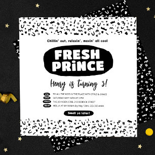 90 Hip hop födelsedag, färsk prins Rap Party Inbjudningar