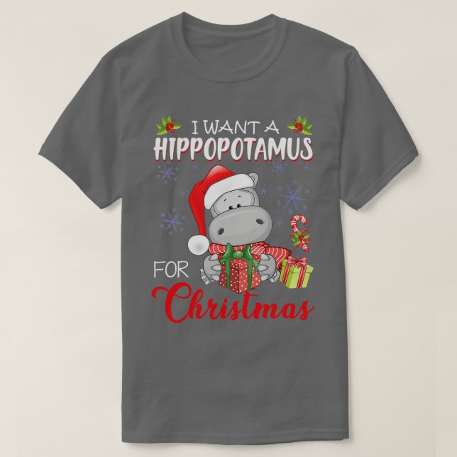 90 Jag vill ha en hippopotamus till Julafton Hippo T Shirt (Design framsida)
