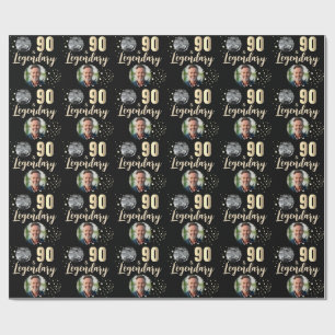 90 & Legendariska 2 Bilder 90-årsdag Guld Presentpapper