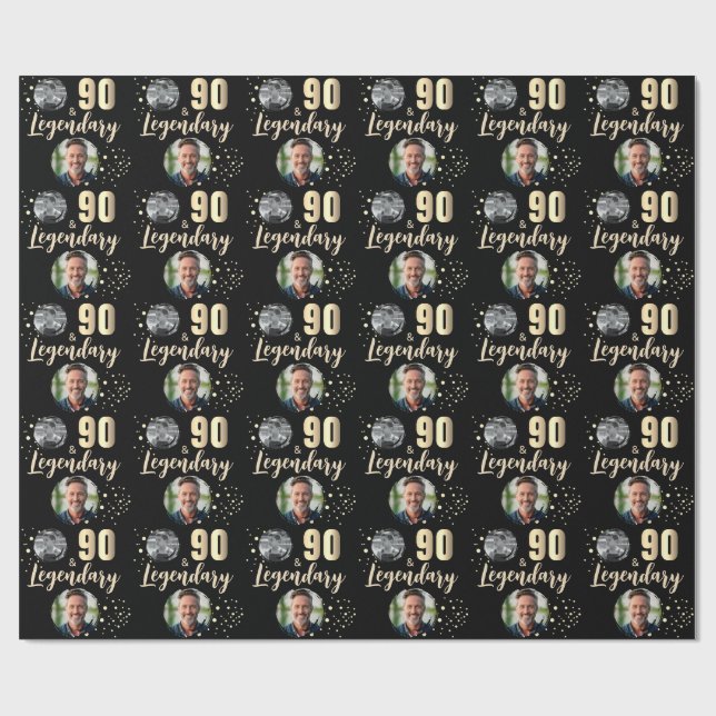 90 & Legendariska 2 Bilder 90-årsdag Guld Presentpapper (Platt)