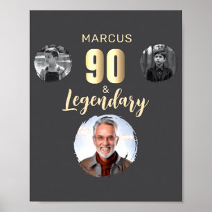 90 Legendariska 3 Bilder Guld 90-årsdag Poster