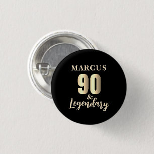 90 & Legendärt Guld 90-årsdag Knapp