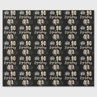 90 & Legendary 2 Photos 90th Birthday Gold Presentpapper