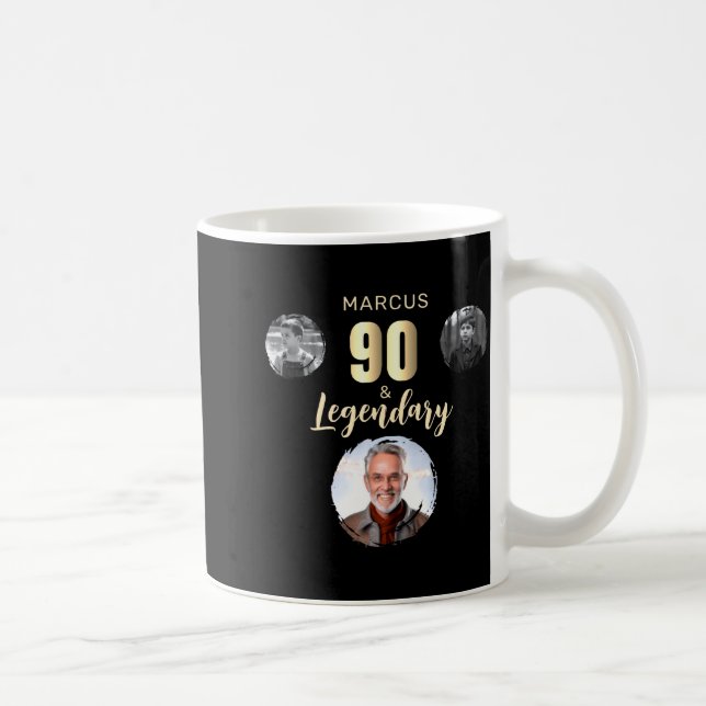 90 Legendary 3 Photos Gold 90th Birthday  Kaffemugg (Höger)