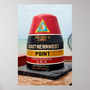 90 MILES till CUBA - NYCKEL VÄSTER FLORIDA Poster