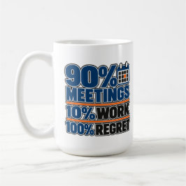90% Möten 10% Arbete 100% Ånger Rolig 0,44 l Mugg