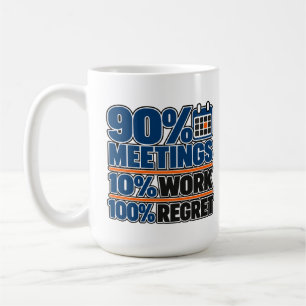 90% Möten 10% Arbete 100% Ånger Rolig 0,44 l Mugg