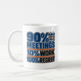 90% Möten 10% Arbete 100% Ånger Rolig 3,3 dl Mugg