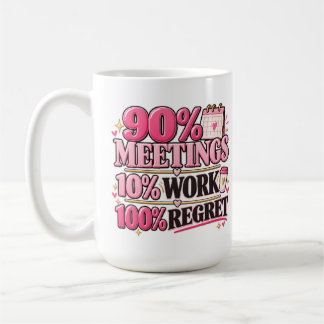 90% Möten 10% Arbete 100% Ånger Rosa 0,44 l Mugg
