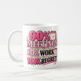 90% Möten 10% Arbete 100% Ånger Rosa 3,3 dl Mugg