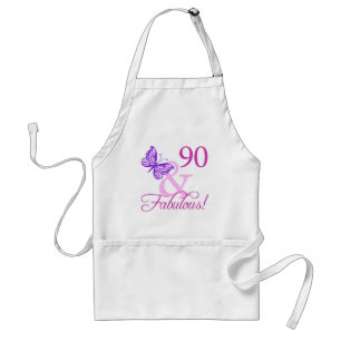 90 och blomstergåvor (plommon) förkläde