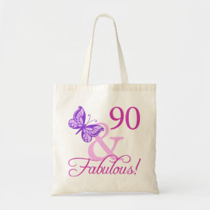 90 och blomstergåvor (plommon) tygkasse