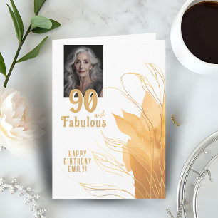 90 och fantastisk guldbladig 90-års fotofråtkort kort