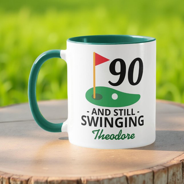 90 och fortfarande Swinging, 90:e födelsedag Golfe Mugg (Skapare uppladdad)
