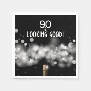 90 och Tittar Bra Champagne Party Napkins Pappersservett