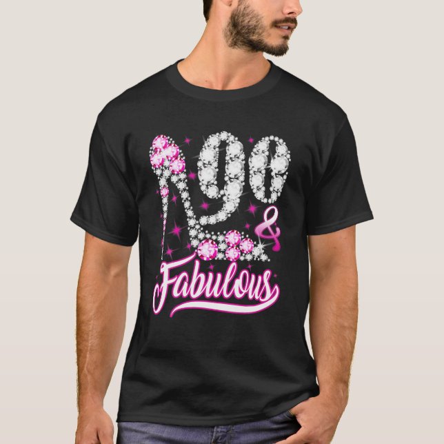 90 och uppmjukande 90:e B-dagars Rosa Diamond Shoe T Shirt (Framsida)