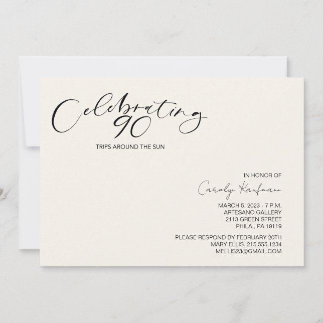 90 Resor runt den moderna Födelsedagsfesten Sol Inbjudningar (Framsida)