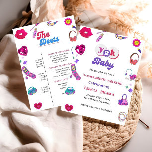 90:s baby Bachelorette-parti och rutt helg Inbjudningar
