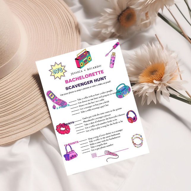 90:s baby Bachelorette scavenger-fotojakt I Inbjudningar (Skapare uppladdad)