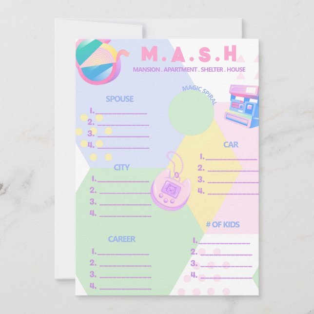 90:s Bachelorette Party MASH-mall Inbjudningar (Framsida)