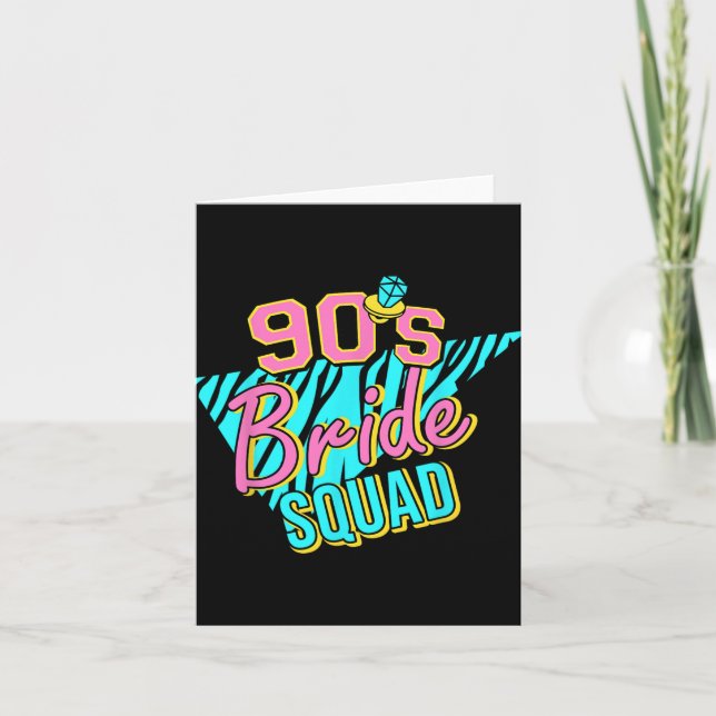 90:s Bride Squad Bridesmaid Retro Matching Bachelo Kort (Framsida)