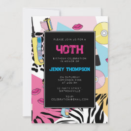 90:s färgstarka retro 1990-Födelsedagsfest 90-tale Inbjudningar