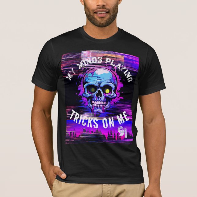 90:S HIP HOP MIN MINS SPELAR SKULL GRAFIK T SHIRT (Framsida)