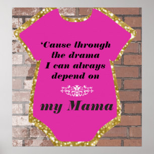 90:s Hip hop-text Poster Rosa & Guld Baby Shower