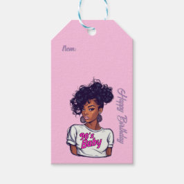 90:s Märkre för  av Flickans födelsedag (Rosa) Presentetikett