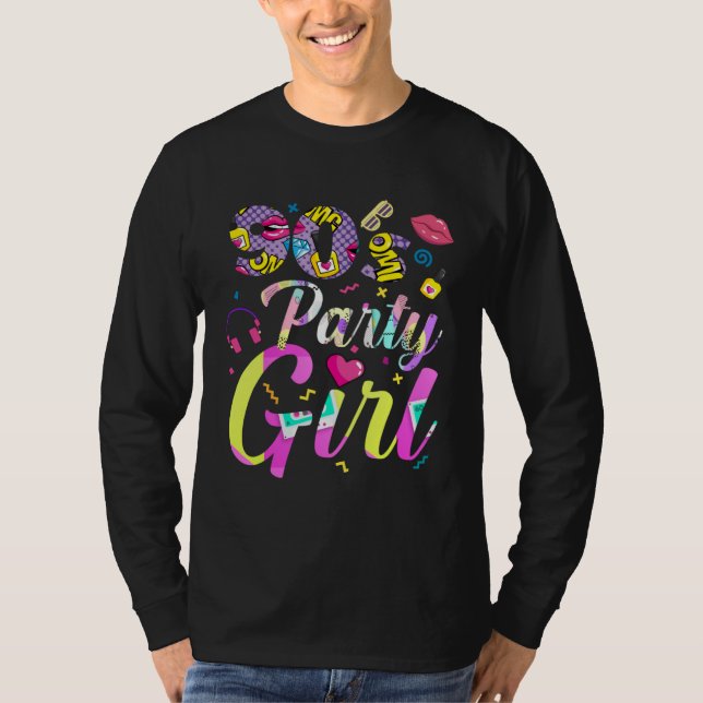 90 s party girl fancy dress and theme party costum t shirt (Framsida)