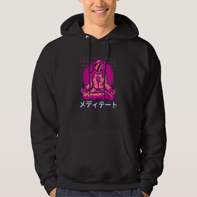 90:s Retro Japansk aporwave Aesthetic Astronaut Hoodie (Framsida)
