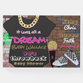 90:s Urban Hip hop|Rosa & Guld Baby Shower Gästböcker