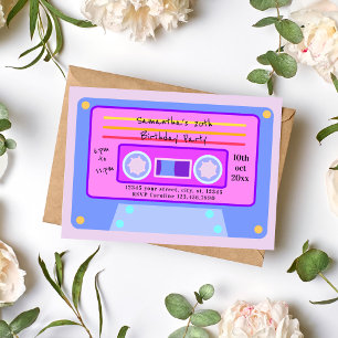 90:s Vaporwave Pastel Cassette-Födelsedagsfest Inbjudningar