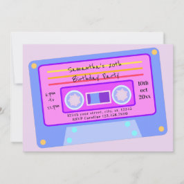 90:s Vaporwave Pastel Cassette-Födelsedagsfest Inbjudningar