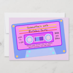 90:s Vaporwave Pastel Cassette-Födelsedagsfest Inbjudningar