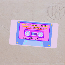 90:s Vaporwave Pastel Cassette-Returadress Adressetikett