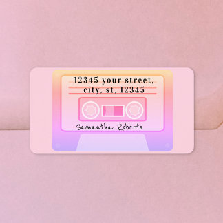 90:s Vaporwave Pastel Rosa Y2 Returadressetikett Adressetikett